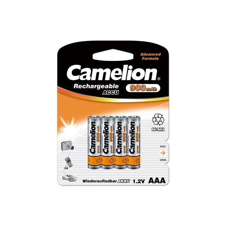 Top qualité Blister de 4 accus 900mAh piles rechargeables Camelion AAA / R03 