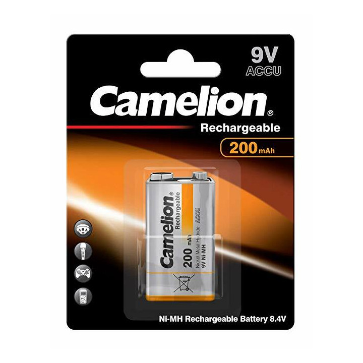 Accu pile batterie rechargeable Camelion 9V / 9 VOLTS / 6F22 NIMH 200mAH