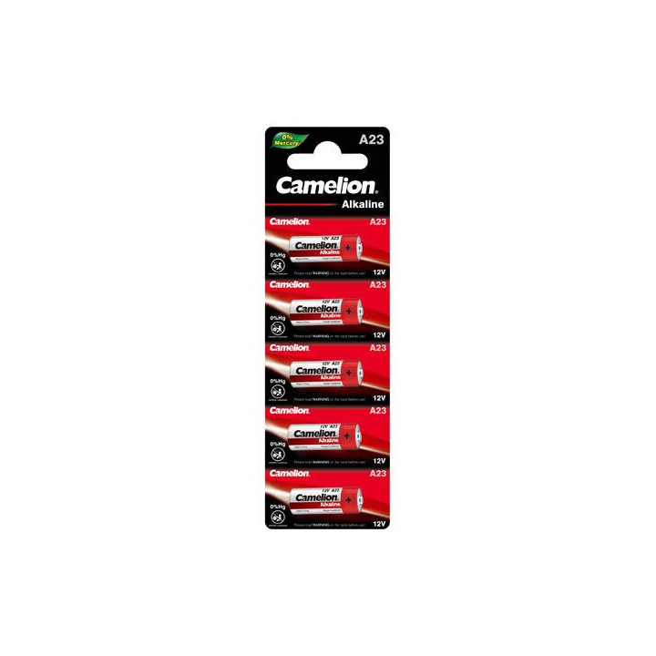 5 piles Alcaline Camelion 23A A23 LR23A LR23 LRV08 GP23A MN21 12V (0% mercure)