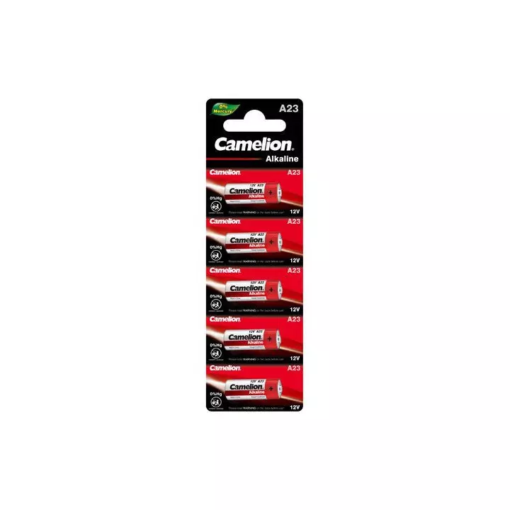 5 piles Alcaline Camelion 23A A23 LR23A LR23 LRV08 GP23A MN21 12V (0% mercure)