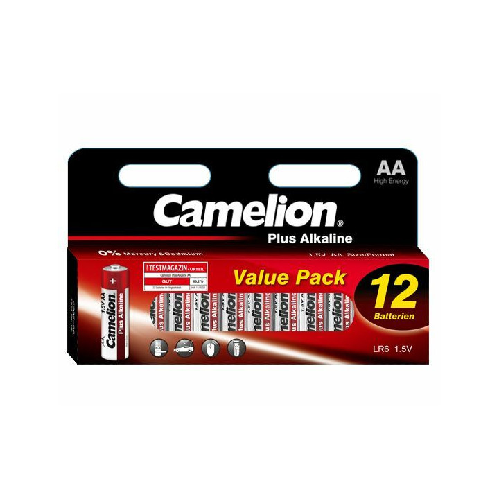 Lot 12 piles alcalines bâton jetable LR06 AA  LR6 2800 mah 1.5V Camelion
