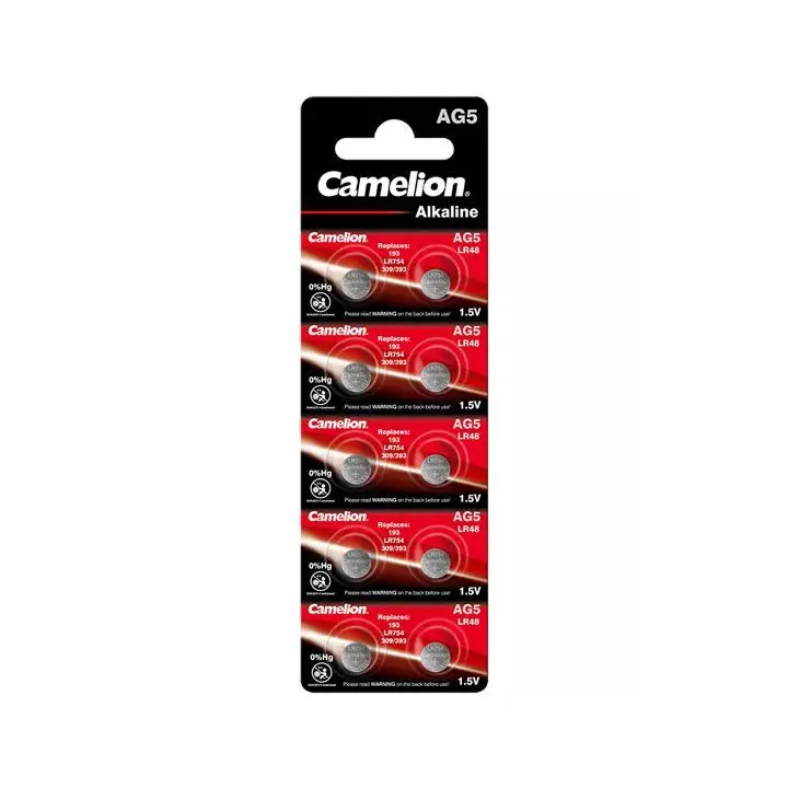 30 piles boutons alcalines Camelion AG5 LR754 LR66 LR48 GP77A 193 GP93A 393 