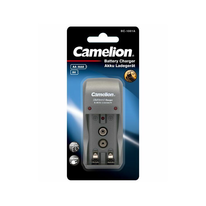 Chargeur Compact Camelion prise non pliante BC-1091 pour Accus 9V  R3 AAA  R6 AA