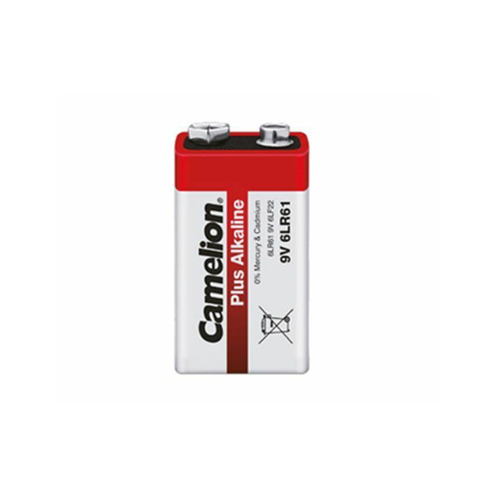 12 piles Plus Alcalines 9V / 6LF22 block capacité 700mah sous cello Camelion 
