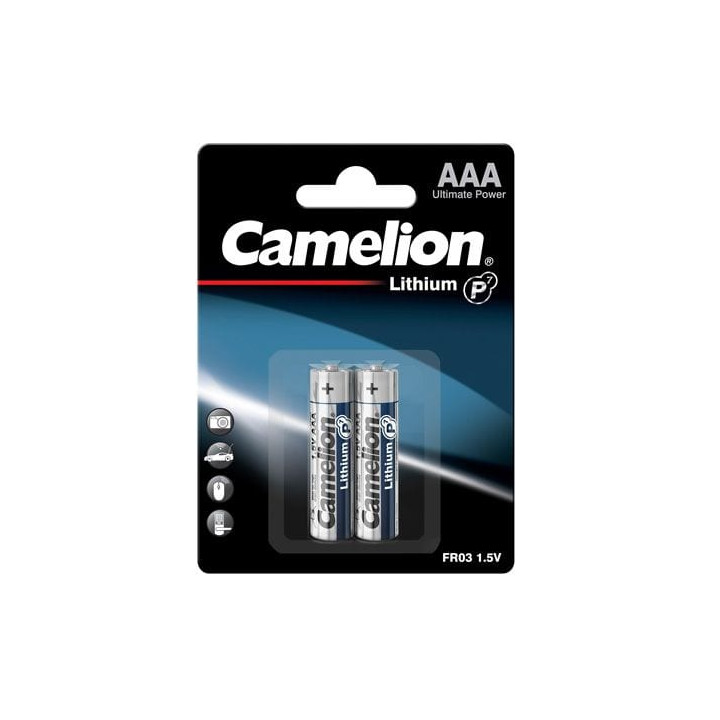 Blister 2 piles Lithium AAA FR3 Camelion