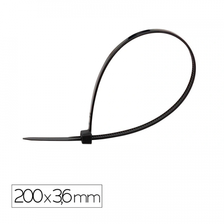 Lot de 100 colliers de serrage noirs 200 mm x 3,6 mm