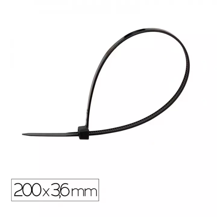 Lot de 100 colliers de serrage noirs 200 mm x 3,6 mm Lot de 100 colliers de serrage noirs 200 mm x 3,6 mm