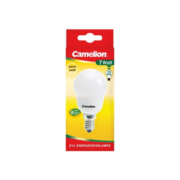 Ampoule mini globe 7W E14  Fluo-compacte Camelion