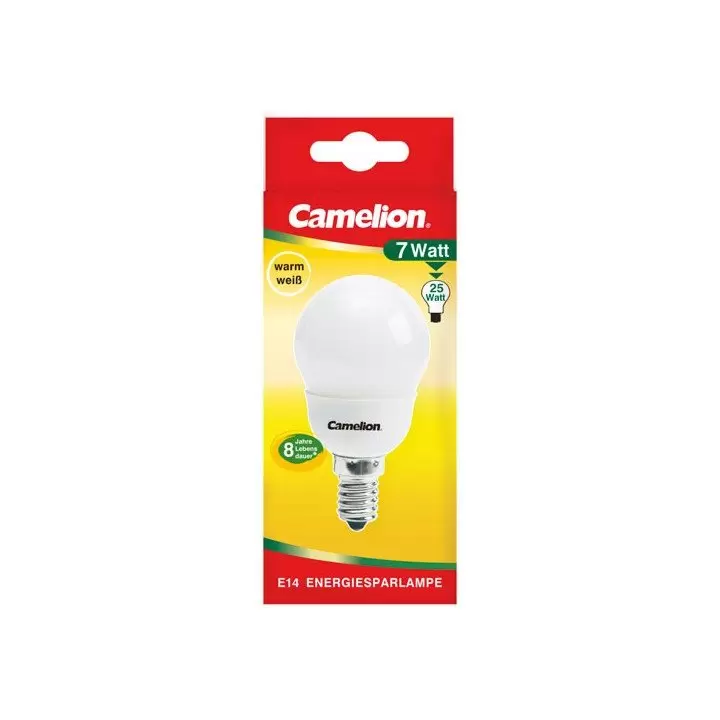 Ampoule mini globe 7W E14 Fluo-compacte Camelion