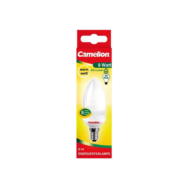 Ampoule mini flamme 9W E14 Fluo-compacte Camelion