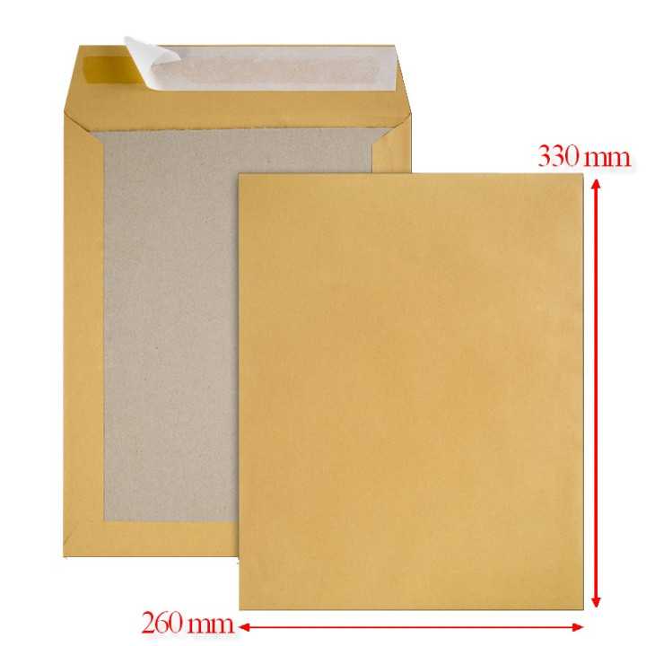 Pochette kraft brun velin avec dos en carton 120g