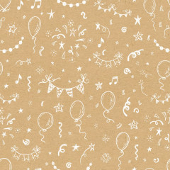 PAPIER emballage kraft anniversaire motif blanc
