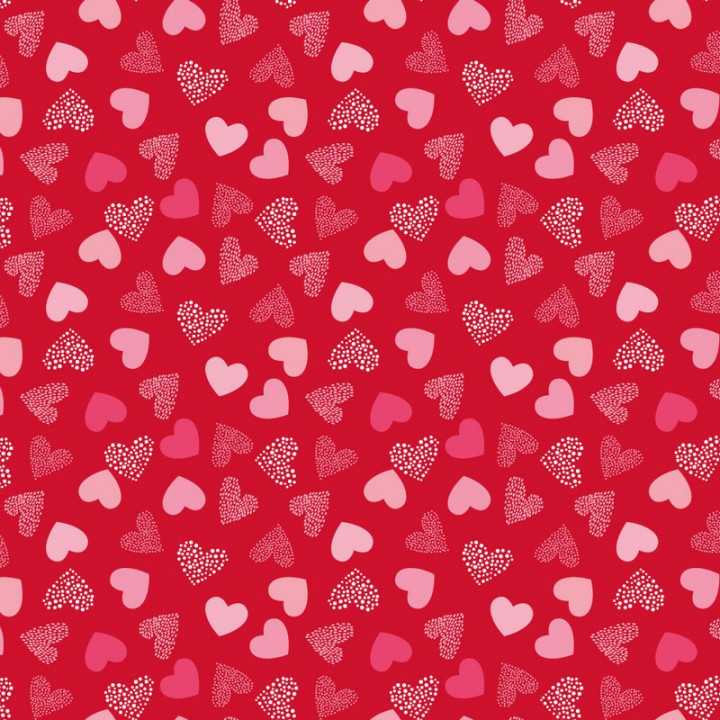 Papier cadeau rouge mat aux cœurs rose rouge et blanc brillants St Valentin