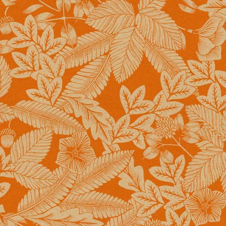 papier kraft lisse 70gr extra fort 7628KL orange avec motif feuille fleur kraft