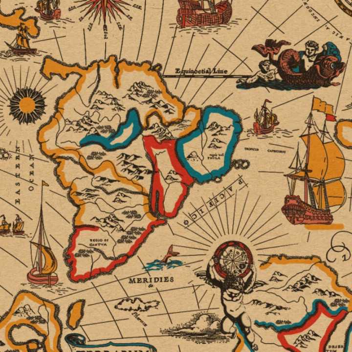 Emballage papier cadeau carte renaissance en couleur 50 mètres