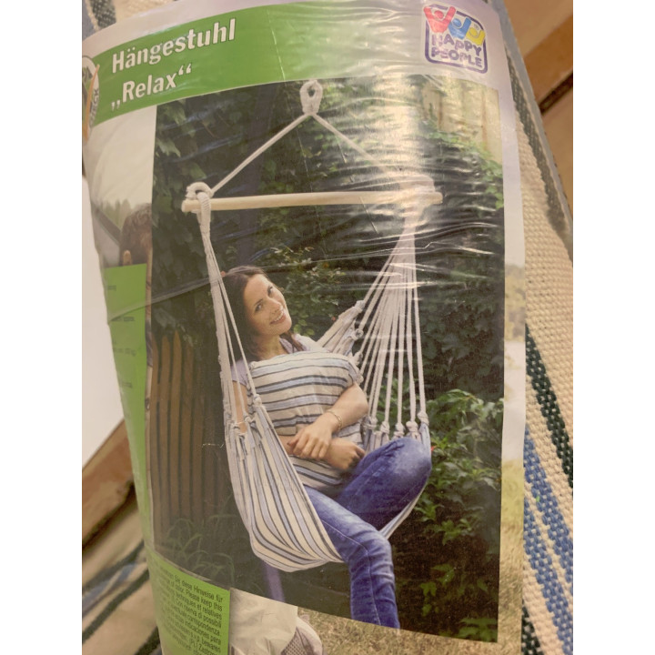 Hamac chaise relax 90 x 100 cm bleu et blanc avec 2 coussins jusqu'à 100kg 78011