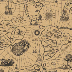 Emballage cadeau 50 mètres papier kraft vintage carte renaissance boutique aventure