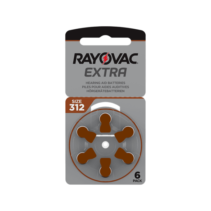 30 piles auditives Rayovac N°312 / A312 ZINC AIR BRUN