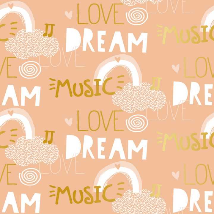 Emballage papier cadeau Musique rêves et amour