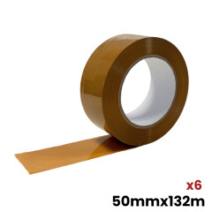 6 rouleaux adhésifs Marron grand et long (havane) 50mm x 132m DIFFORT DIFFUSION - 1