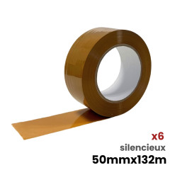 6 rouleaux adhésifs Marron grand et long (havane) 50mm x 132m DIFFORT DIFFUSION - 1